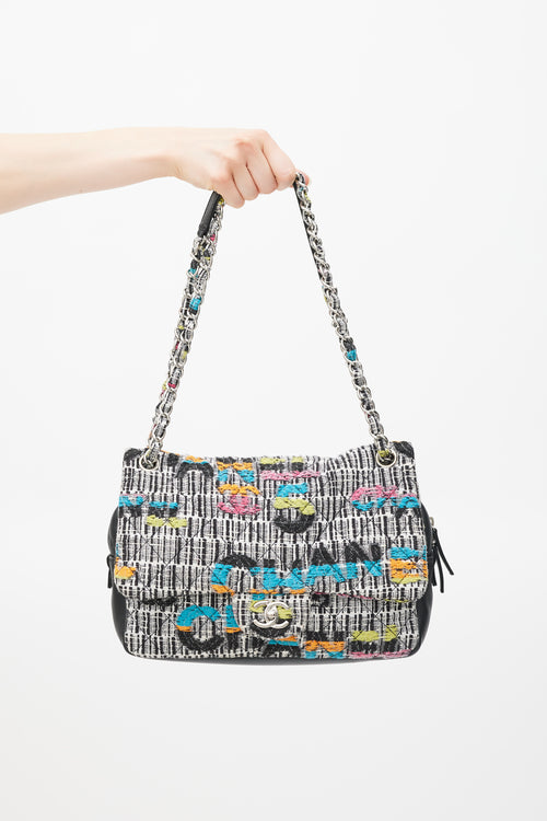 Chanel 2015/16 Black & Multicolour Leather & Tweed Easy Fantasy Flap  Bag