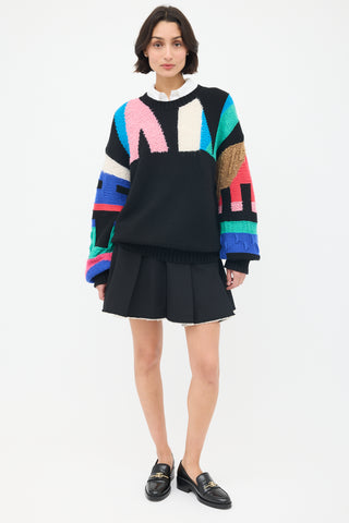 Chanel Pre-Fall 2019 Black & Multi Knit Logo Sweater