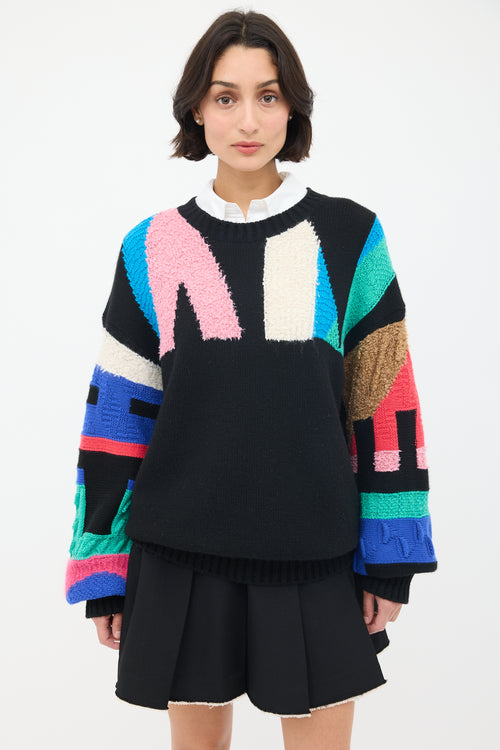 Chanel Pre-Fall 2019 Black & Multi Knit Logo Sweater