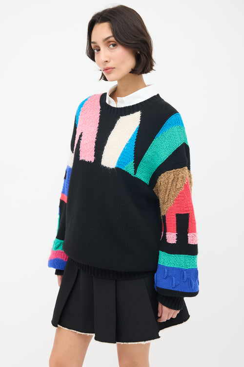 Chanel Pre-Fall 2019 Black & Multi Knit Logo Sweater