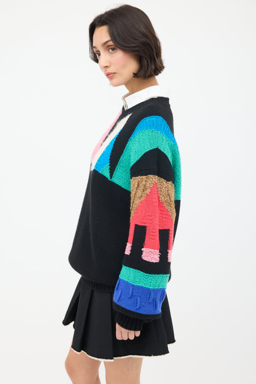 Chanel Pre-Fall 2019 Black & Multi Knit Logo Sweater