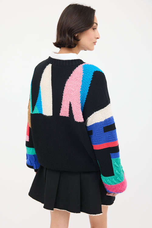 Chanel Pre-Fall 2019 Black & Multi Knit Logo Sweater