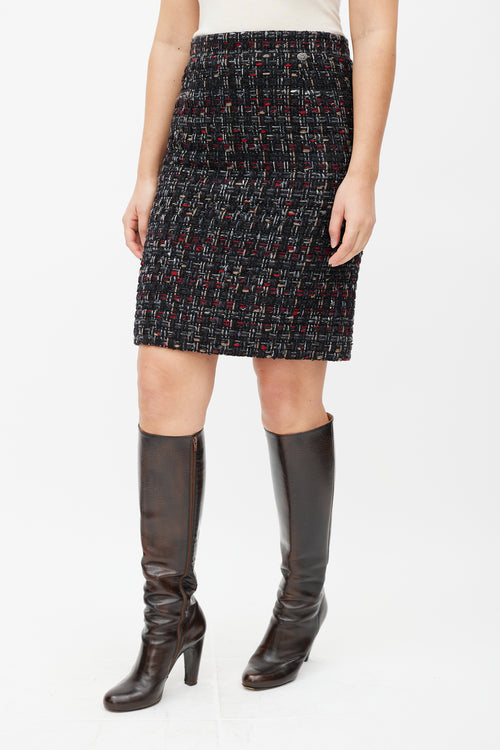 Chanel Black & Multicolour Wool Tweed Skirt