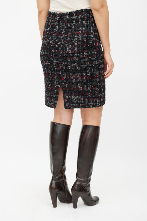 Chanel Black & Multicolour Wool Tweed Skirt