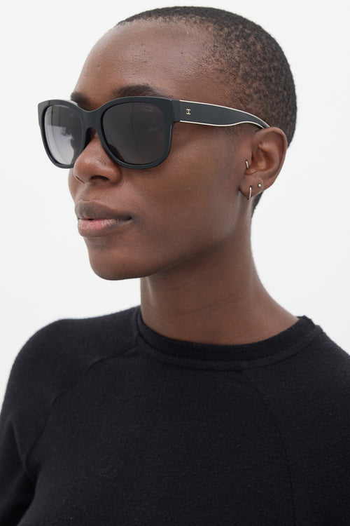 Chanel Black CC Square Sunglasses