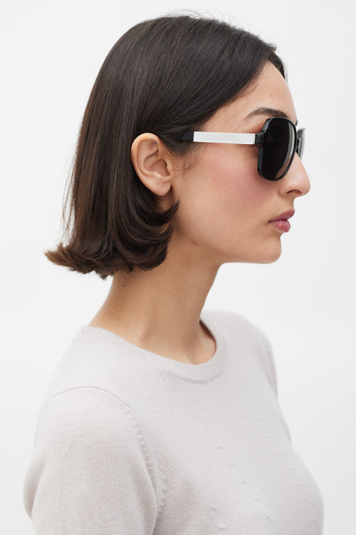 Chanel Black Oversized 5168 Collection Miroir Sunglasses