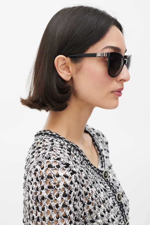 Chanel Black Oversized 5281Q CC Bow Sunglasses