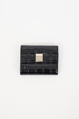 Chanel Black Patent Leather Chocolate Bar Trifold Wallet