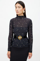 Chanel // Fall 2007 Black Patent Gripoix Pearl Buckle Belt  display picture 1