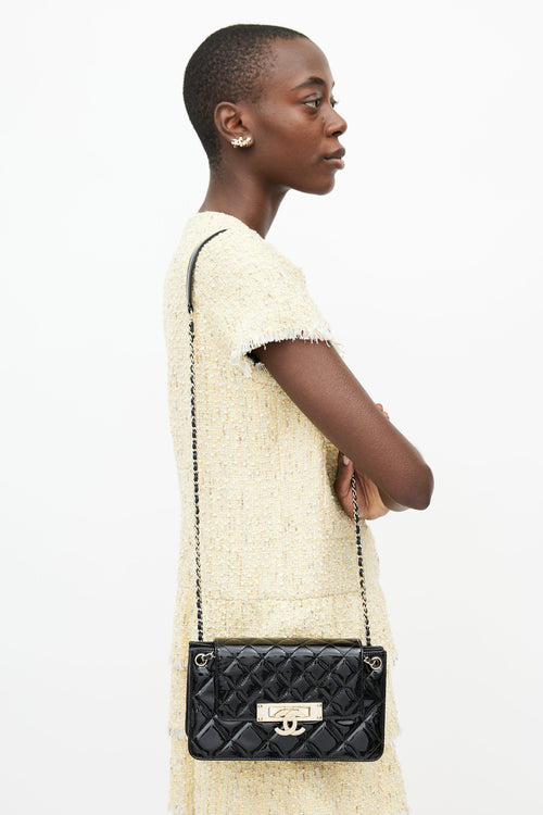 Chanel 2014 Black Patent Golden Class Accordion Flap Bag