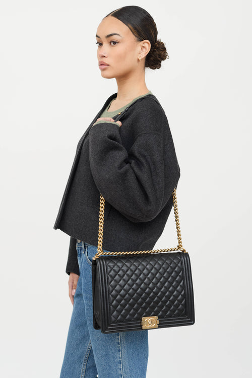 Chanel 2017 Leather Quilted Boy Bag