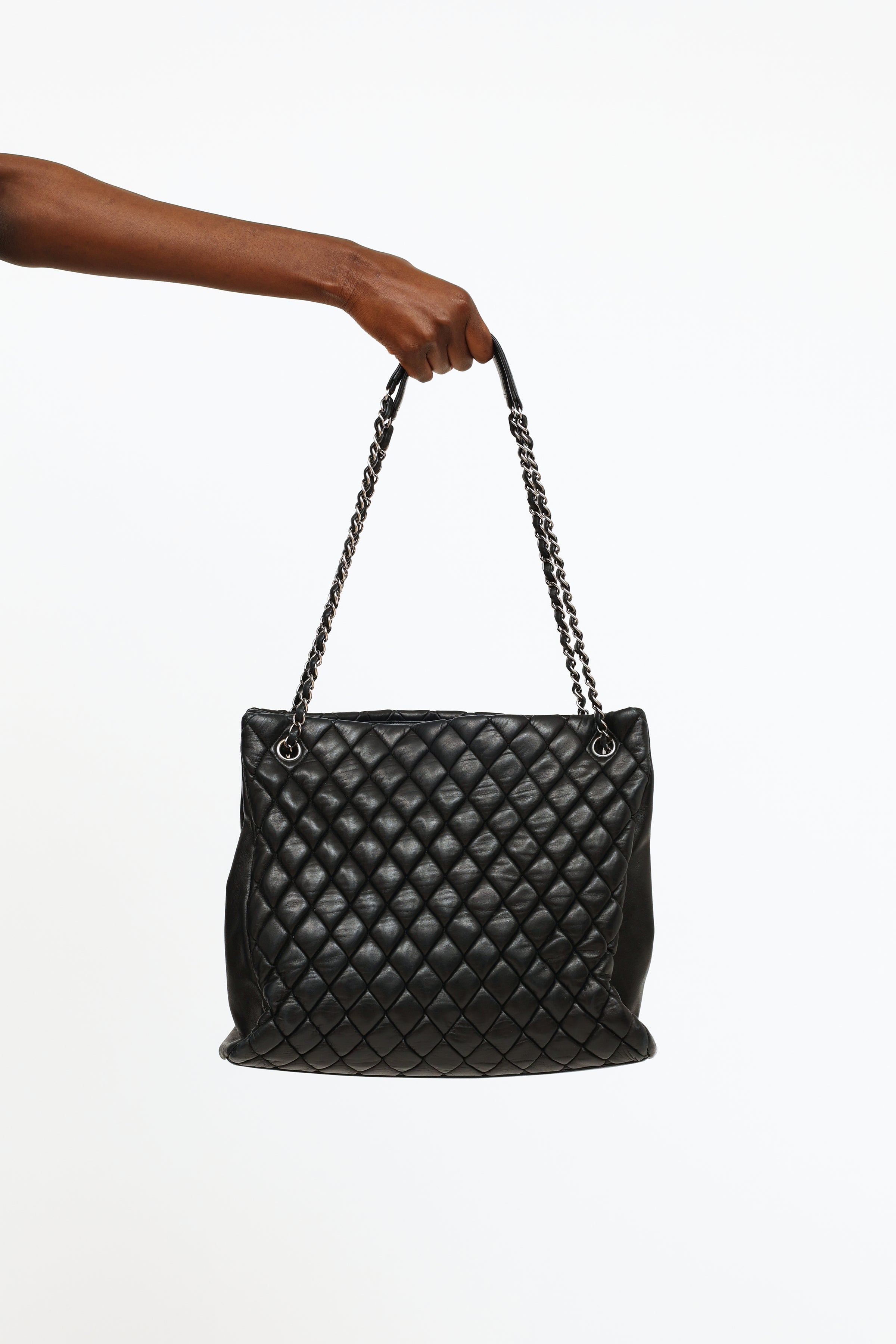 Chanel // Black Lambskin Bubble Quilted Tote Bag – VSP Consignment