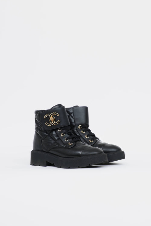 Chanel Quilted Combat Boot