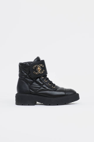 Chanel Quilted Combat Boot