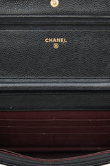 Chanel Black & Gold Quilted Caviar Wallet On Chain