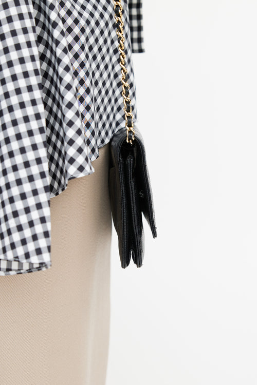 Chanel Black & Gold Quilted Caviar Wallet On Chain