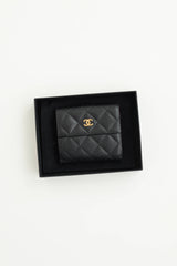 Chanel 2015 Quilted Compact Caviar Wallet