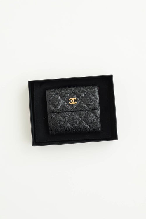 Chanel 2015 Quilted Compact Caviar Wallet