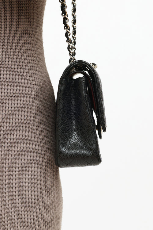 Chanel 2019 Black & Silver Classic Double Flap Shoulder Bag
