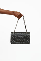 Chanel 2019 Black & Silver Classic Double Flap Shoulder Bag