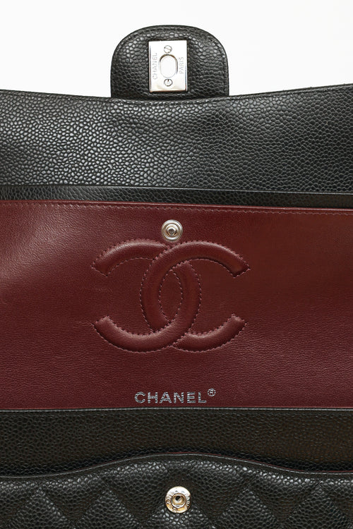 Chanel 2019 Black & Silver Classic Double Flap Shoulder Bag