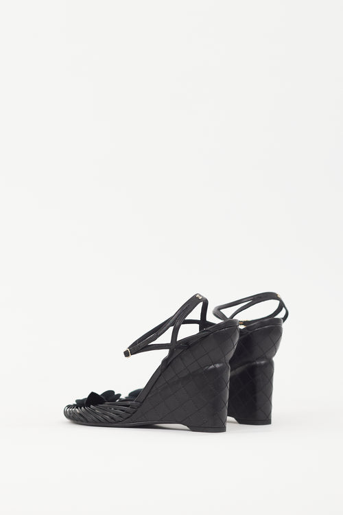 Chanel Pre-Fall 2016 Black Quilted Camellia Wedge Sandal