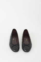Chanel Black Quilted Leather CC Ballet Flat