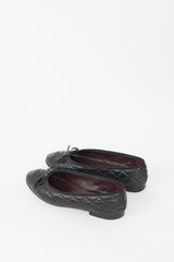 Chanel Black Quilted Leather CC Ballet Flat