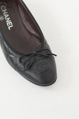 Chanel Black Quilted Leather CC Ballet Flat