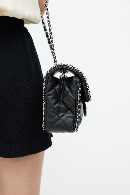 Chanel 2019 Black & Silver Medium Chain Around Crossbody Bag