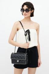 Chanel 2019 Black & Silver Medium Chain Around Crossbody Bag