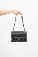Chanel 2019 Black & Silver Medium Chain Around Crossbody Bag