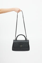 Chanel Black Quilted Leather Coco Handle Crossbody Bag