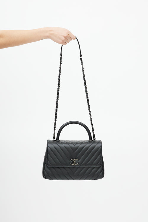 Chanel Black Quilted Leather Coco Handle Crossbody Bag