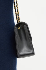 Chanel 1990s Black Leather Medium Diana Flap Bag