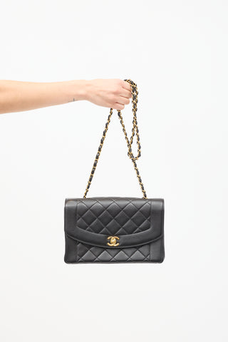 Chanel 1990s Black Leather Medium Diana Flap Bag