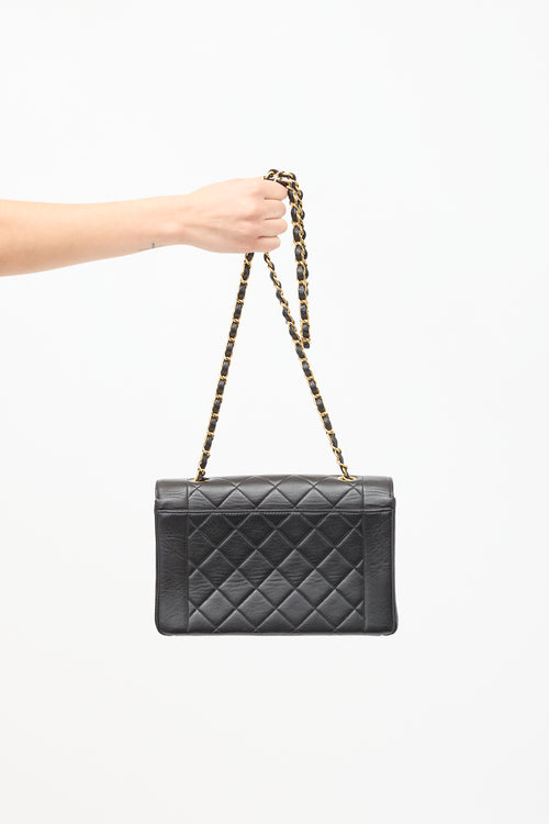 Chanel 1990s Black Leather Medium Diana Flap Bag