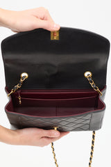 Chanel 1990s Black Leather Medium Diana Flap Bag