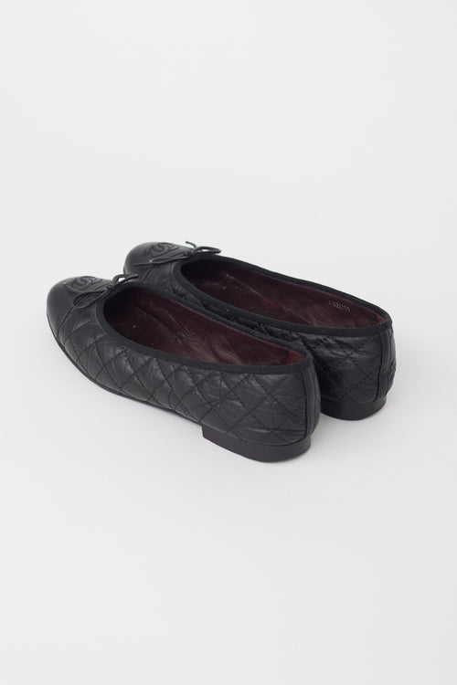 Chanel Black Quilted Leather Ballet Flat