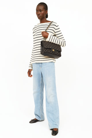 Chanel 2011 Black Single Flap Jumbo Shoulder Bag