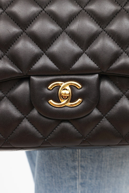 Chanel 2010/11 Black Single Flap Jumbo Shoulder Bag