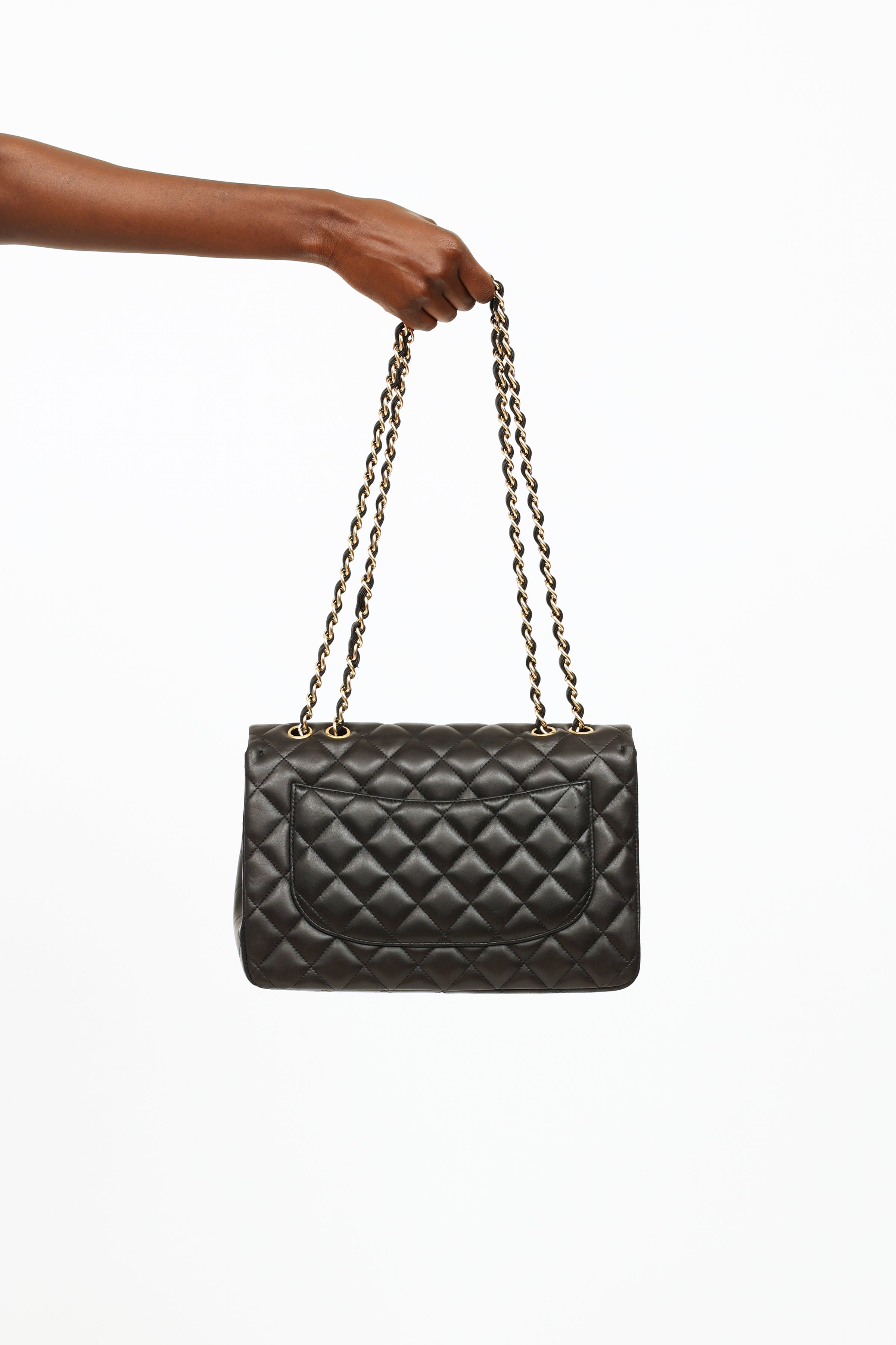 CHANEL Bag Shoulder bag Black Leather Matelasse CC logo