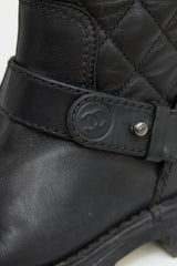 Chanel Black Quilted Leather & Knit Boot
