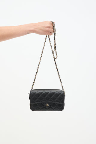 Chanel Black Quilted Leather Phone Holder Bag