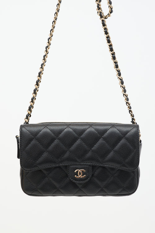 Chanel Black Quilted Leather Phone Holder Bag