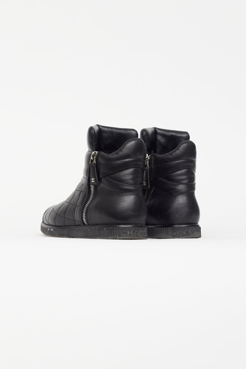Chanel Black Quilted Leather Zip Boot