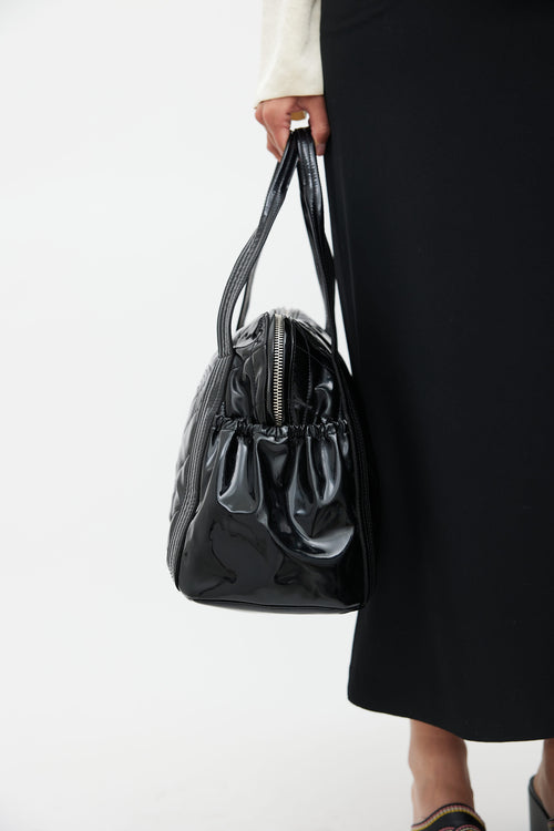 Chanel 2009s Black Patent Quilted Shoulder Bag