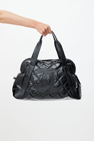 Chanel 2009s Black Patent Quilted Shoulder Bag