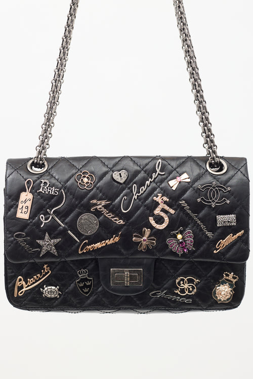 Chanel 2006 Black Leather 2.55 Reissue Lucky Charms Double Flap Bag