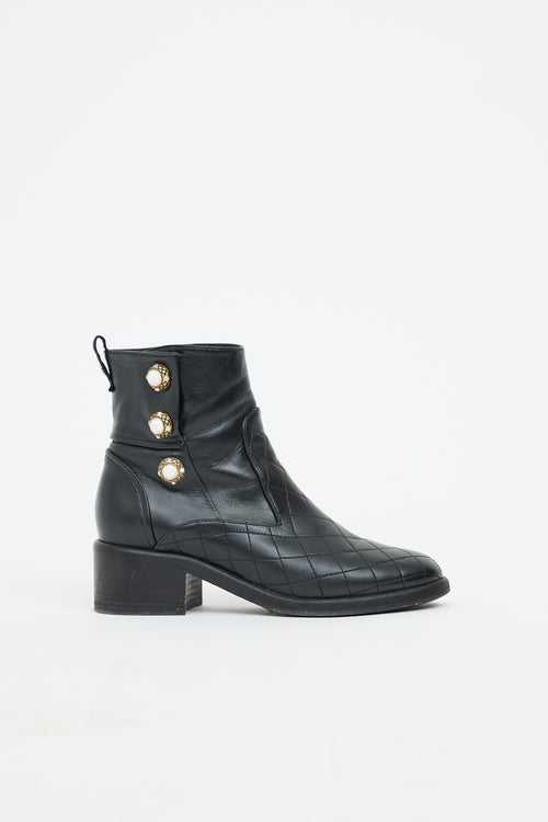 Chanel Quilted Lambskin Pearl Boot